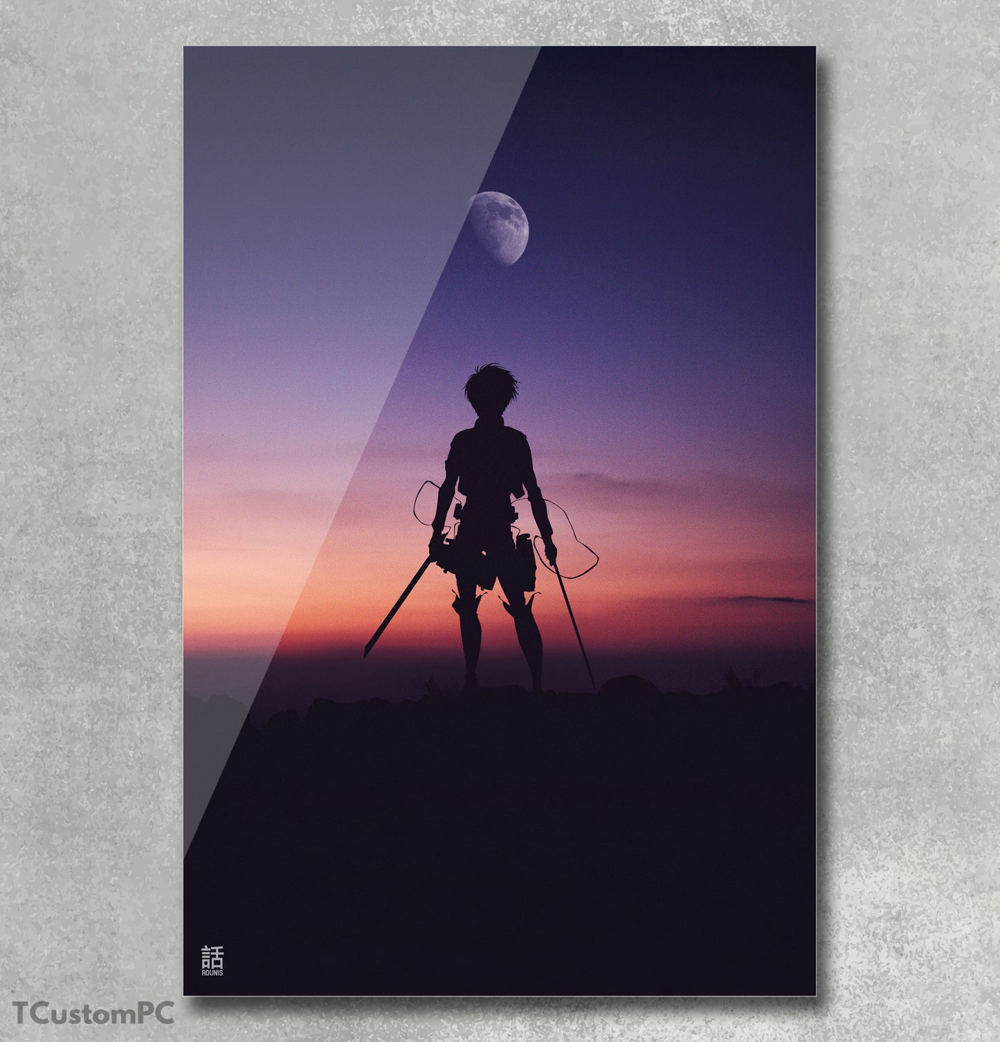 Eren silhouette Attack On Titan painting