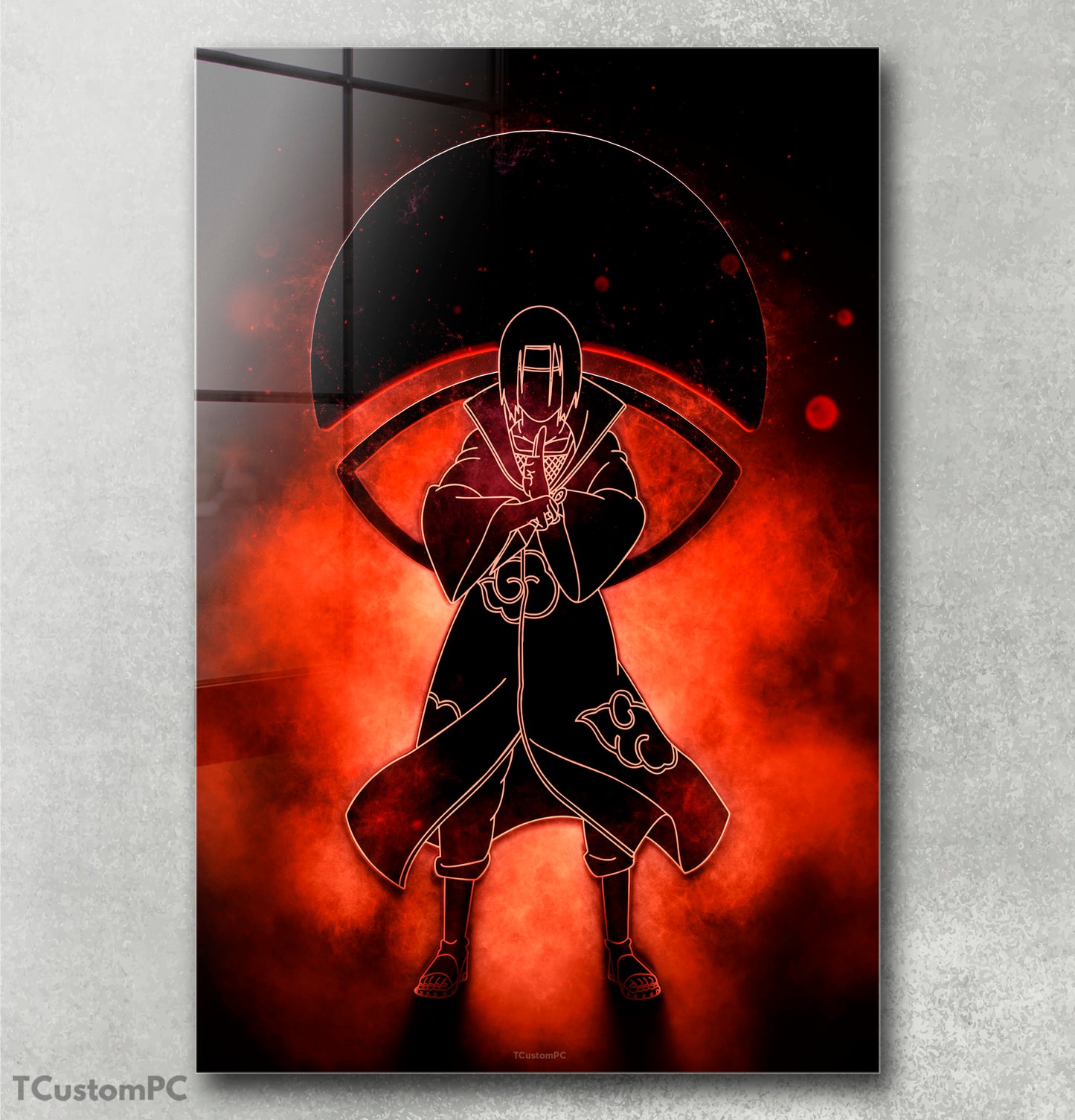 Pintura de silhueta da personagem Itachi