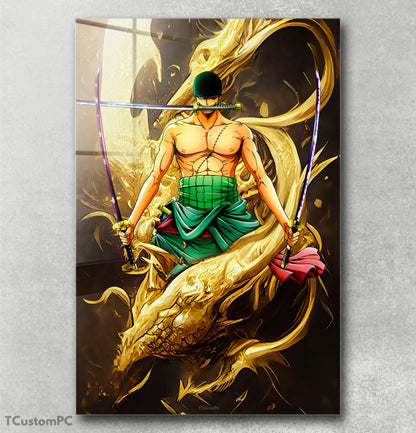 Arte de parede de uma peça Zoro "ultra gold ultimate".