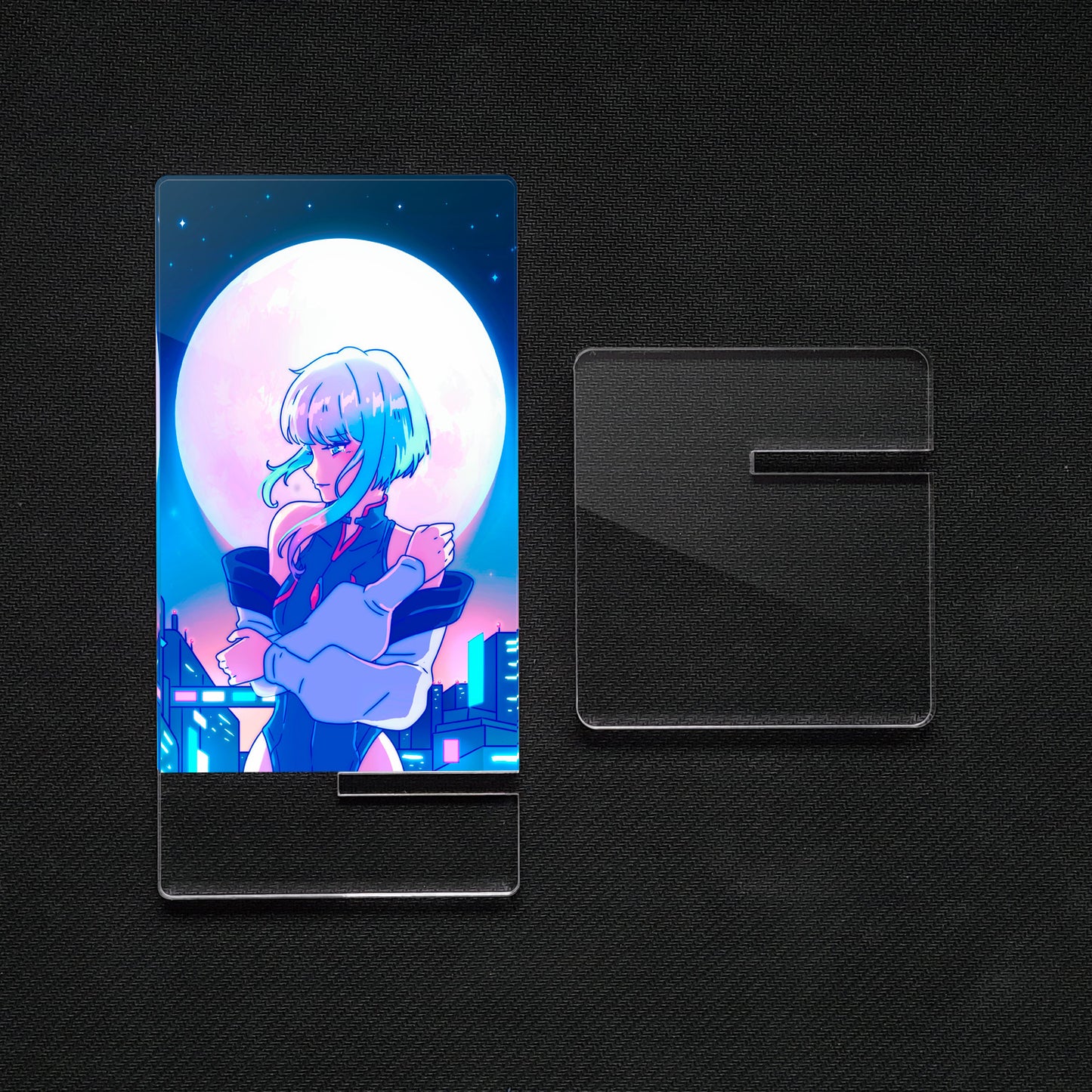 Cyberpunk Blue Moon Girl | Acrylic Mobile Support