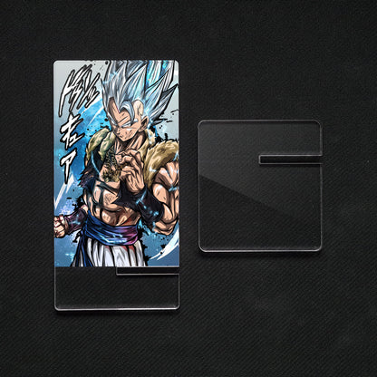 Suporte para celular Dragon Ball Gogeta Mastered, feito de metacrilato