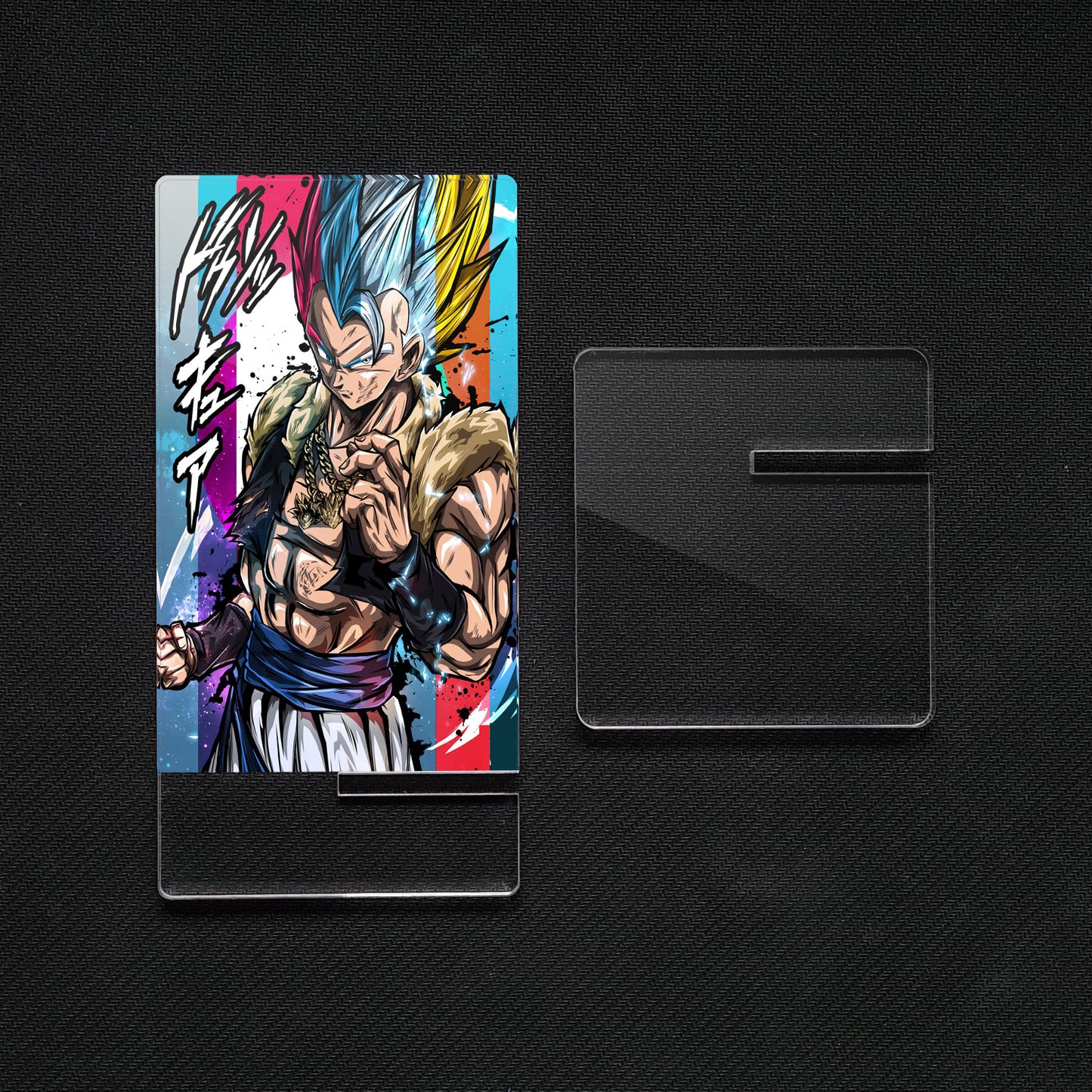 Soporte para Móvil de Dragon Ball Gogeta all Forms, de metacrilato