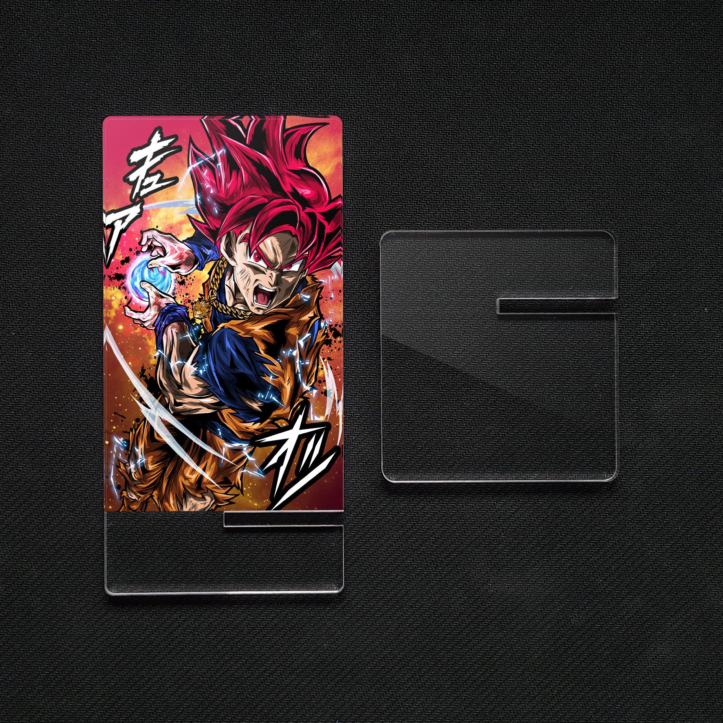 Suporte móvel Dragon Ball SSJ Red God, feito de metacrilato