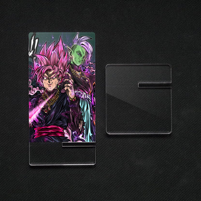 Suporte para celular Dragon Ball Zamasu preto, feito de metacrilato