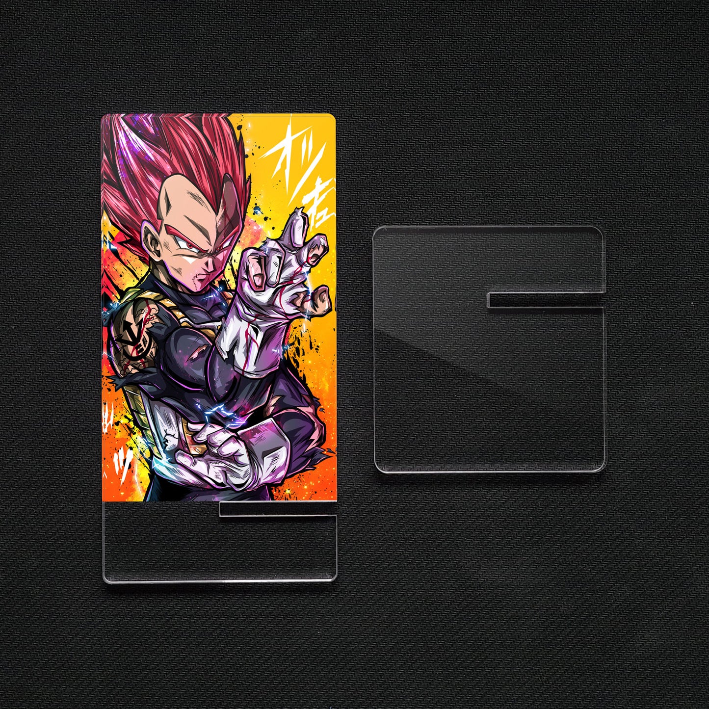 Soporte para Móvil de Dragon Ball Vegeta SS God Red, de metacrilato