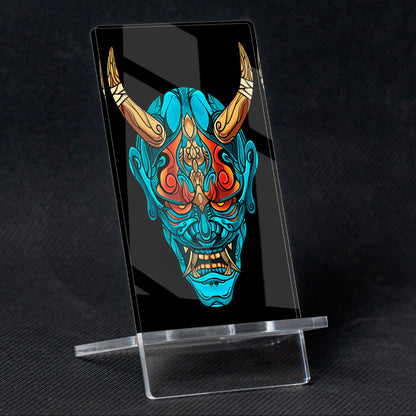 Suporte para celular máscara Hannya, feito de metacrilato