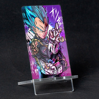 Suporte para celular Dragon Ball Vegeta SS God Blue, feito de metacrilato