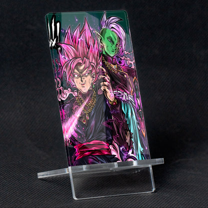 Suporte para celular Dragon Ball Zamasu preto, feito de metacrilato