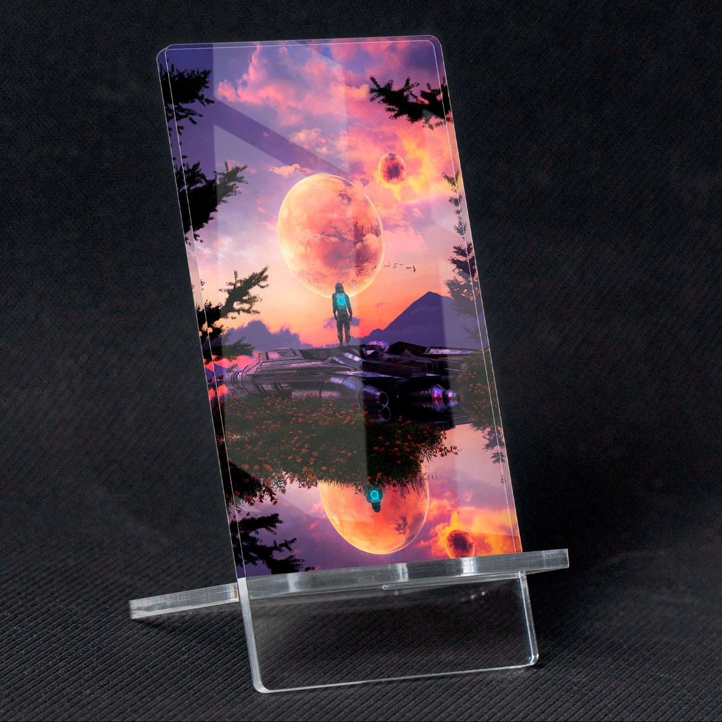 Landscape Mobile Holder "Castle in the Sky", methacrylate