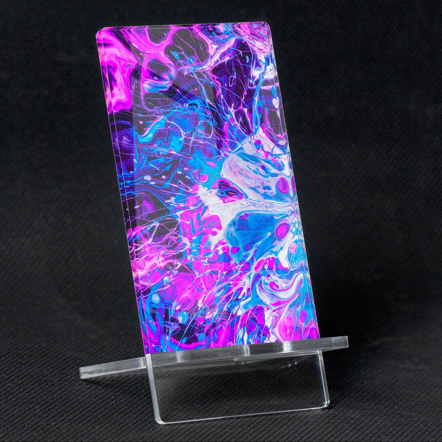 Mobile Holder "To Be Loved" abstract design, methacrylate