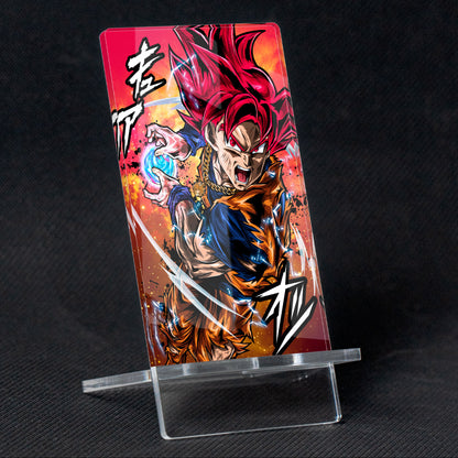 Suporte móvel Dragon Ball SSJ Red God, feito de metacrilato