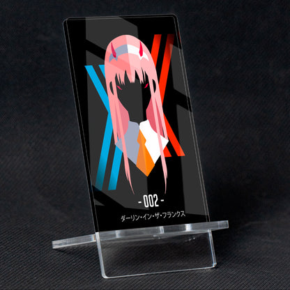 Suporte para celular Darling in the Franxx Zero Two "002", feito de metacrilato