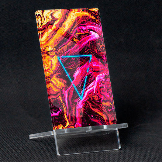 Mobile Holder "Deep curiosity" abstract design, methacrylate