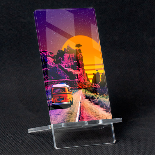 Driving under sunset Cliff | Acrylic Mobile Support