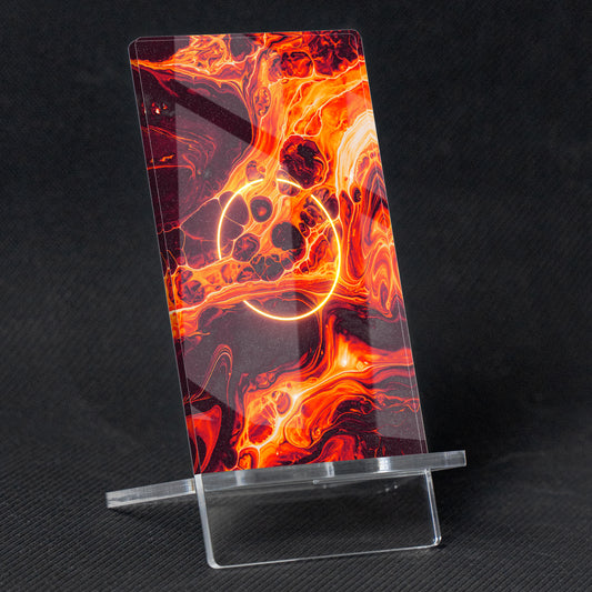 Mobile Holder "Infernal Currents" abstract design, methacrylate